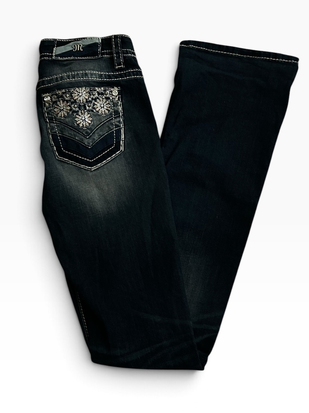 Miss Me Embellished Bootcut Jeans Dark Wash Rhinestone Y2K Size 27 Style M32648U